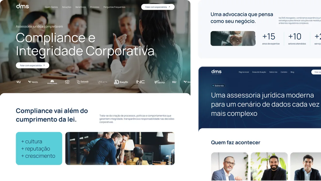 Site para escritório de advocacia empresarial, projeto desenvolvido pela Maatz para DMS Advogados