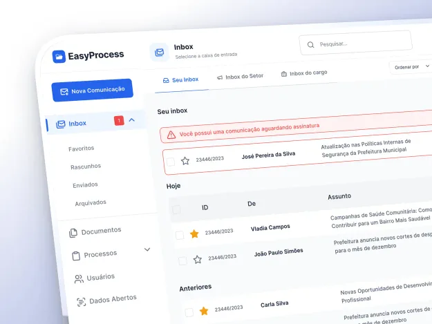 Plataforma EasyProcess de gestão para prefeituras