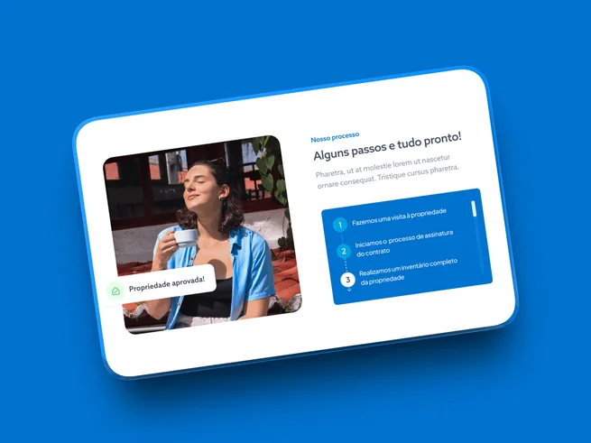 Página de captação de imóveis da QAVI, com as etapas de visita, contrato e inventário