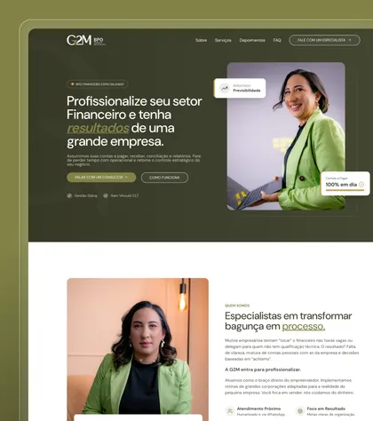 Site institucional desenvolvido pela Maatz para G2M BPO